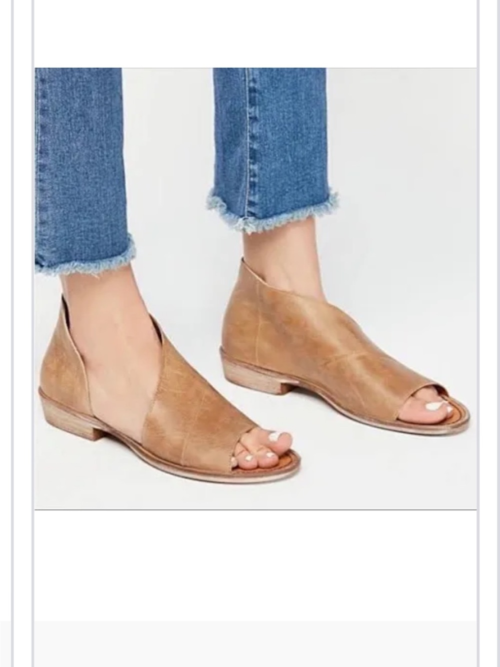 Women’s Free People Mont Blanc -Tan Open-Toe D’Orsay Leather Mules